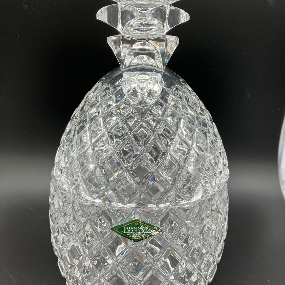 Shannon  Designs Ireland Large Lead Crystal Diamond Cut Pineapple Container.